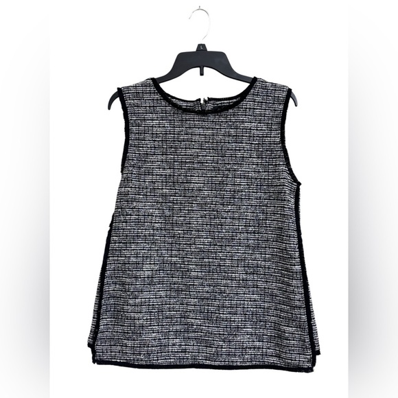 Banana Republic Black & White Fringed Tank Top Size Large | Classic Workwear - Picture 2 of 5